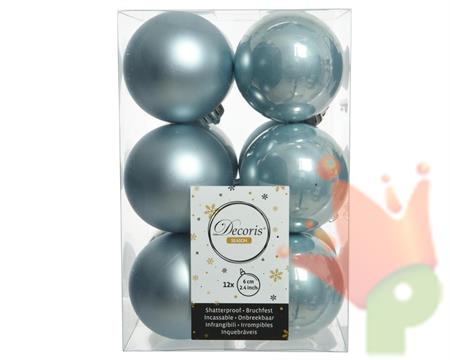 PALLINE DI NATALE CELESTI 6 CM CONFEZIONE 12 PZ