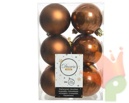 PALLINE DI NATALE CANNELLA 6 CM CONFEZIONE 12 PZ