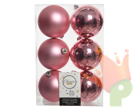 PALLINE DI NATALE ROSA 8 CM CONFEZIONE 6 PZ
