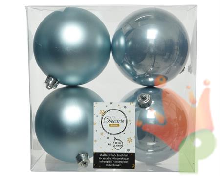 PALLINE DI NATALE CELESTI 10 CM CONFEZIONE 4 PZ
