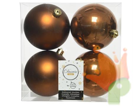 PALLINE DI NATALE CANNELLA 10 CM CONFEZIONE 4 PZ