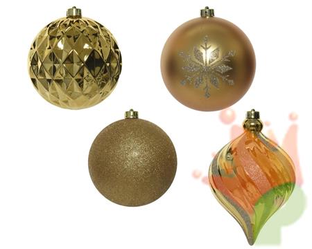 PALLINE DI NATALE 15 CM ORO DECORATE 6 PZ