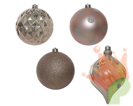 PALLINE DI NATALE ROSA CIPRIA DECORATE 15 CM 6 PZ