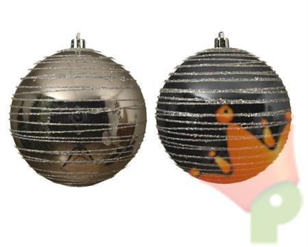 PALLINA DI NATALE ARGENTO-CELESTE GLITTER 10 CM