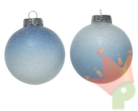 PALLINA DI NATALE AZZURRO EFFETTO GHIACCIO 8 CM 2 ASS