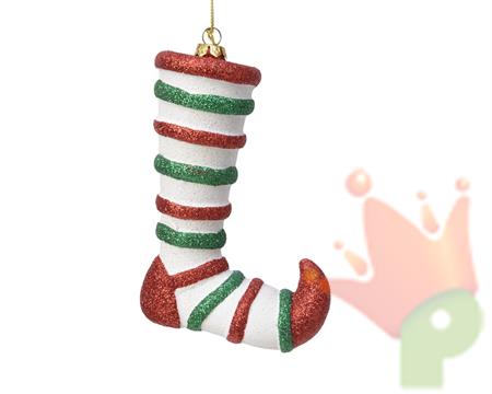 PENDENTE 12,8 CM FORMA CALZA BIANCO/VERDE/ROSSO