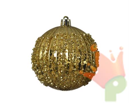 PALLINA DI NATALE ORO CON STRASS 8 CM