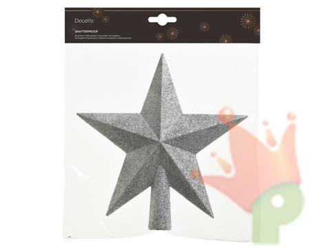 PUNTALE STELLA ARGENTO GLITTER 19 CM