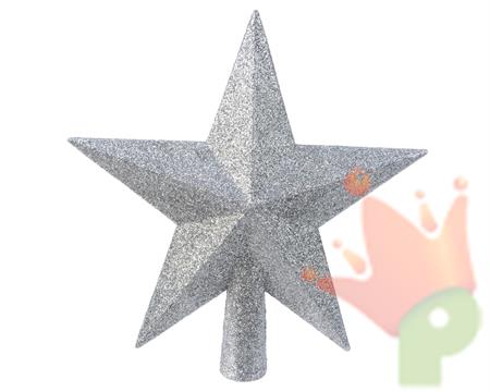 PUNTALE STELLA ARGENTO GLITTER 19 CM