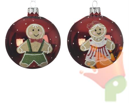PALLINA ROSSA CON DECORO GINGERBREAD