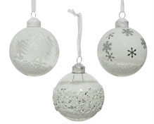 PALLINA IN VETRO 8 CM BIANCHE DECORATE