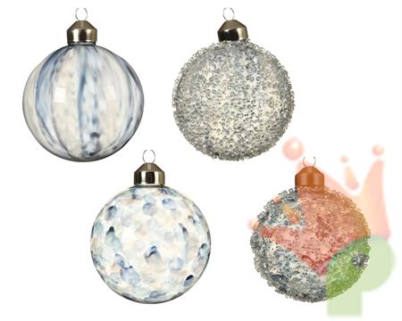 PALLINA IN VETRO 8 CM TRASPARENTE DECORATA