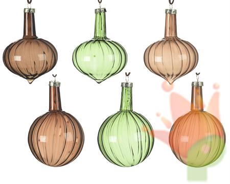 PALLINE DI NATALE MARRONE VERDE 6 ASSORTITE 12 CM