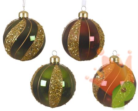 PALLINA DI NATALE IN VETRO ROSSO/VERDE 2 ASSORTITE