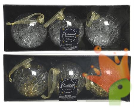 PALLINA DI NATALE VETRO TRASPARENTE ARGENTO/ORO