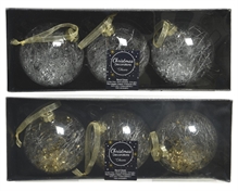 PALLINA DI NATALE VETRO TRASPARENTE ARGENTO/ORO