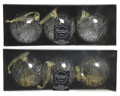 PALLINA DI NATALE VETRO TRASPARENTE ARGENTO/ORO