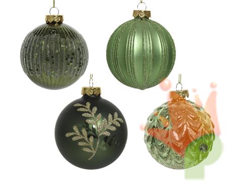 PALLINA 8 CM VERDE CON DECORI
