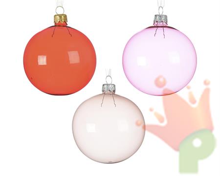PALLINE DI NATALE ROSA-ROSSO-ROSA CIPRIA 8 CM CONFEZIONE 6 PZ