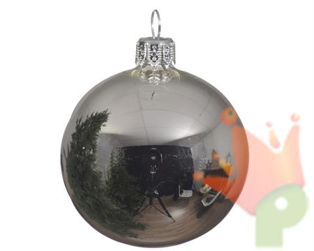 PALLINE DI NATALE ARGENTO LUCIDO 6 CM CONFEZIONE 6 PZ