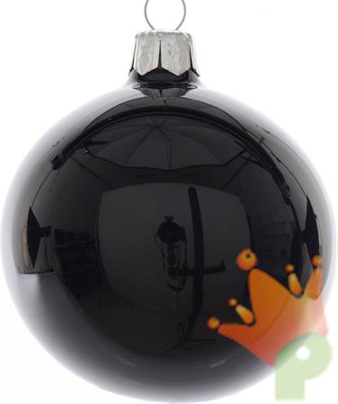 PALLINE DI NATALE NERO LUCIDO 6 CM CONFEZIONE 6 PZ