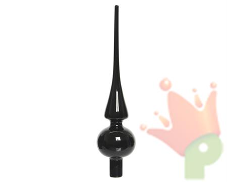 PUNTALE PER ALBERO DI NATALE VETRO 6X26 CM NERO LUCIDO