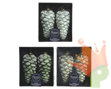 PIGNE 12 CM DA APPENDERE IN VETRO VERDE 2 PZ