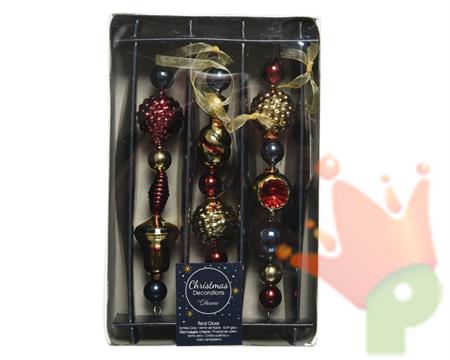 PENDENTI 15 CM IN VETRO ORO/BLU/ROSSO