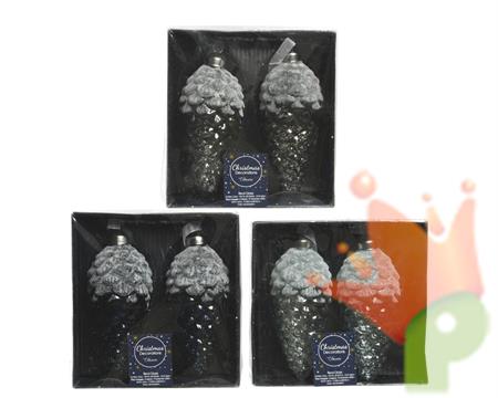 PIGNE 12,5 CM IN VETRO DA APPENDERE BLU/CELESTE/TRASPARENTE