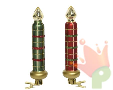 CANDELA 14,5 CM CON CLIP ROSSO/VERDE SCOZZESE