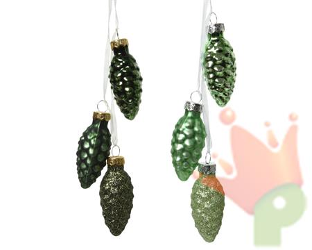 PIGNE 6 CM IN VETRO VERDE CHAIO/SCURO