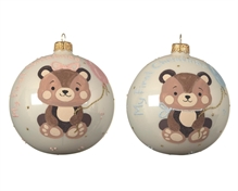 PALLINA 10 CM CHAMPAGNE CON DECORO ORSETTO IL MIO PRIMO NATALE