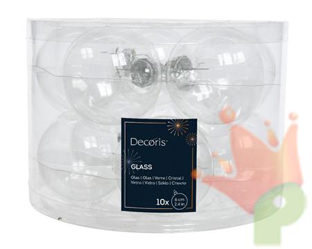 PALLINE DI NATALE TRASPARENTI 6 CM CONFEZIONE 10 PZ
