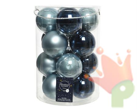 PALLINE DI NATALE BLU-CELESTE 8CM CONFEZIONE 16 PZ