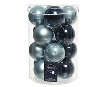 PALLINE DI NATALE BLU-CELESTE 8CM CONFEZIONE 16 PZ