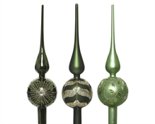 PUNTALE 31 CM IN VETRO VERDE CHIARO/VERDE/VERDE SCURO CON DECORI