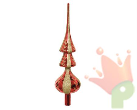 PUNTALE 34 CM IN VETRO ROSSO E ORO
