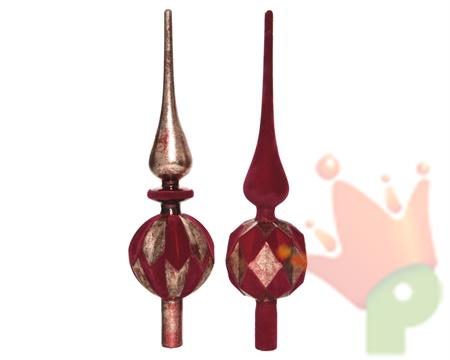 PUNTALE 31 CM IN VETRO ROSSO VELLUTATO