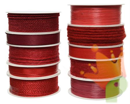 CORDINO/NASTRO MATERIALE ASSORTITO ROSSO 4 MT
