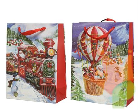 BUSTA REGALO CON DECORI NATALIZI 16X42X48 CM