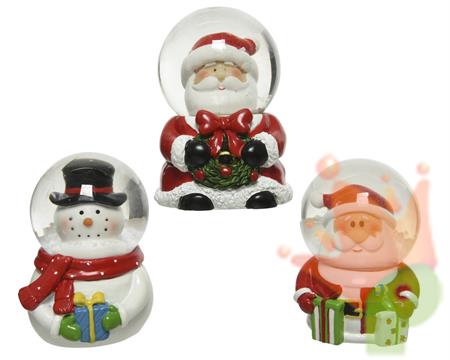 PALLA INNEVATA 7 CM BABBO NATALE/PUPAZZO DI NEVE