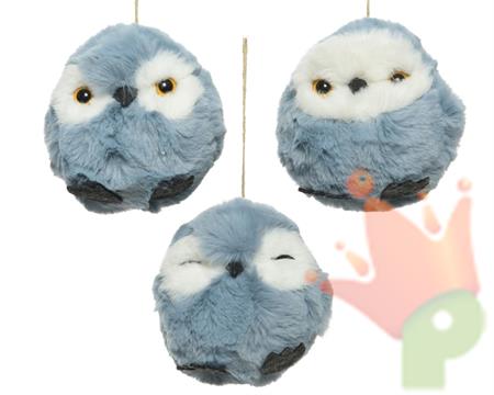 GUFO PELUCHE DA APPENDERE 7CM CELESTE