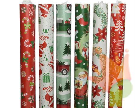 ROTOLO CARTA REGALO 70X500 CM DECORATA NATALIZIA
