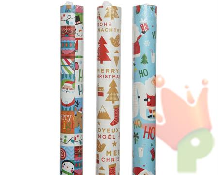 ROTOLO CARTA REGALO 100X300 CM CON DECORI NATALIZI