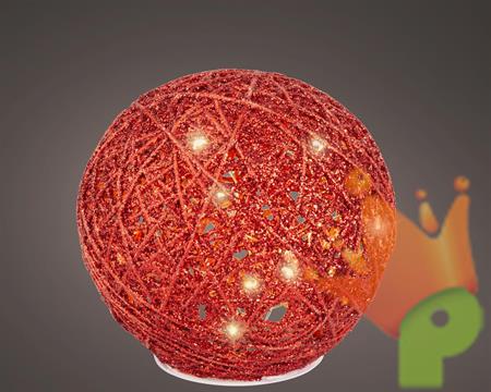 SFERA 15 CM ROSSA CON MICROLED LUCE BIANCO CALDO