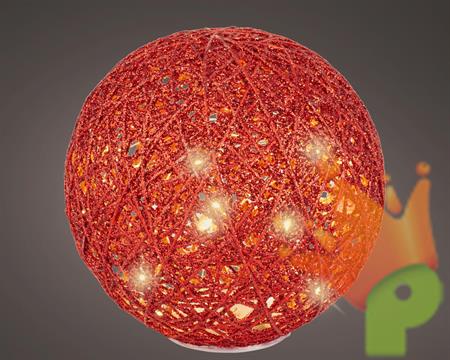 SFERA 20 CM ROSSA CON MICROLED LUCE BIANCO CALDO