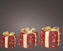 SCATOLE REGALO ROSSE CON FIOCCO ORO CON LED BIANCO CALDO