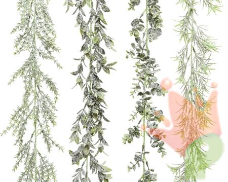 GHIRLANDA NATALIZIA DI FOGLIE VERDE/INNEVATA 1 PZ ASSORTITO