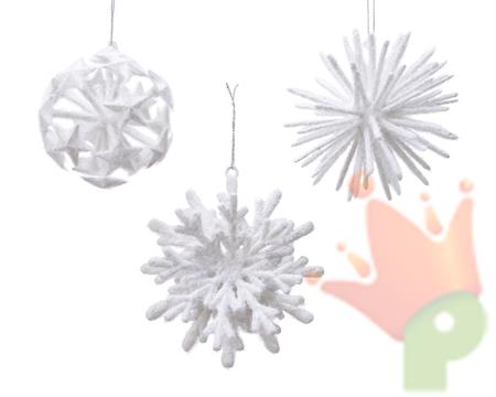 FIOCCO DI NEVE DA APPENDERE 9 CM BIANCO VARIANTE IN 3 MODELLI