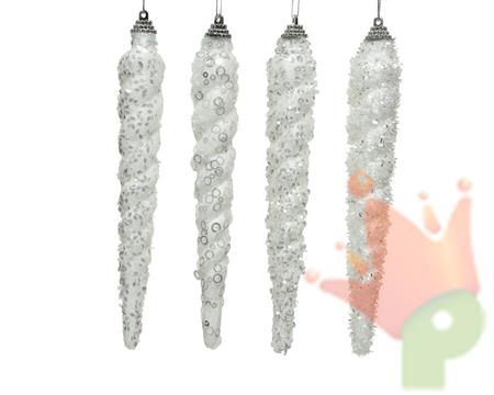 GHIACCIOLO IN SCHIUMA 21 CM BIANCO GLITTER